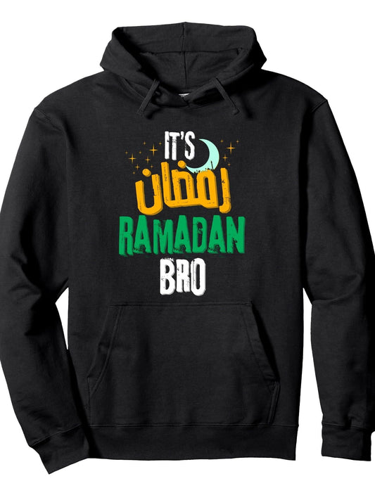 Ramadan kareem boys girls kids men Pullover Hoodie Ramadan Black 250gsm Cotton Long Sleeve Men Casual Hoodie